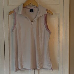tek gear White Sleeveless Polo Tank with Light Pink Trim